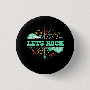 Laat Rock Retro Music Rock en Roll Guitar Note M Ronde Button 3,2 Cm