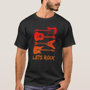 Laat Rock Rock n Roll Gitaar Retro Mannen Vrouwen T-shirt