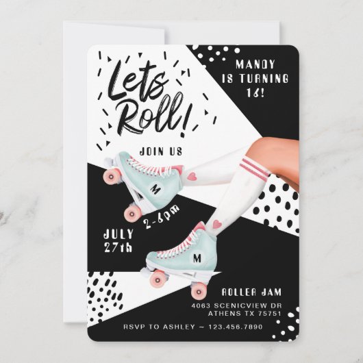 Laat Roll Fun Retro Throwback Rollerskating Vibe Kaart (Voorkant)