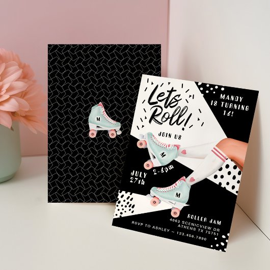 Laat Roll Fun Retro Throwback Rollerskating Vibe Kaart