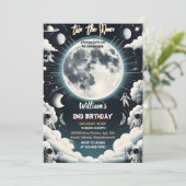 Laat Schattigee Space Night Sky Two The Moon 2nd B Kaart (Staand voorkant)