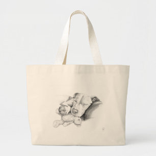 Laat slapende honden los grote tote bag