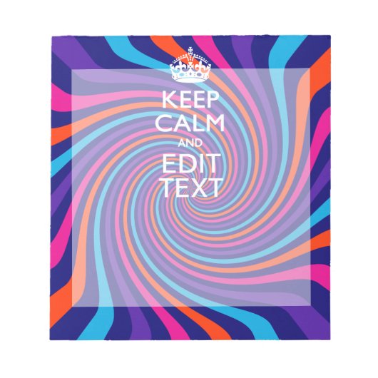 Laat uw Gezegde voor 'Keep Calm' op een meerkleuri Notitieblok (Voorkant)