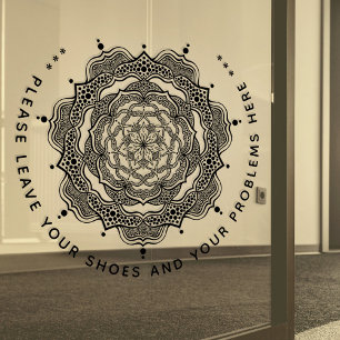 Laat uw schoenen en uw problemen hier achter. raamsticker