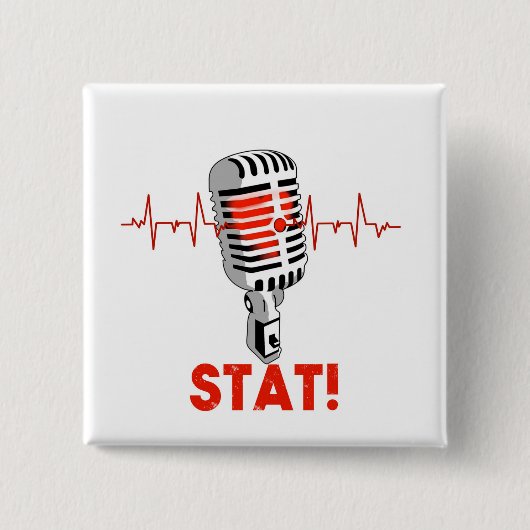 Laat vallen de microfoon logo vierkante button 5,1 cm (Voorkant)