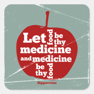Laat voedsel worden door medicijn Hippocrates quot Vierkante Sticker