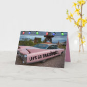 LAA'T WE GAAN BRANDON! ROZE CADDY KERSTKAARTEN KAART (Gele Bloem)