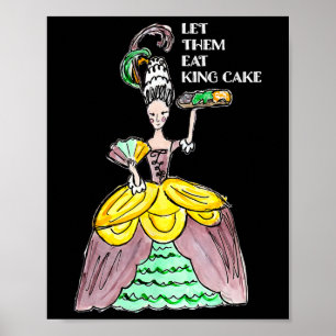Laat ze eten King Cake Mardi Gras Food Lover Parad Poster