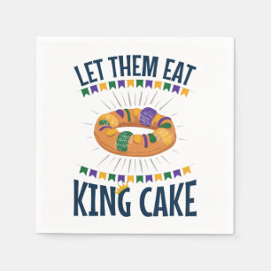 Laat ze hun eten met koning Cake Funny Mardi Gras Servet