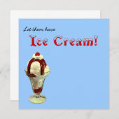 Laat ze ijs hebben.  Sundae Uitnodiging (Voorkant / Achterkant)