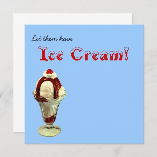 Laat ze ijs hebben.  Sundae Uitnodiging (Voorkant / Achterkant)