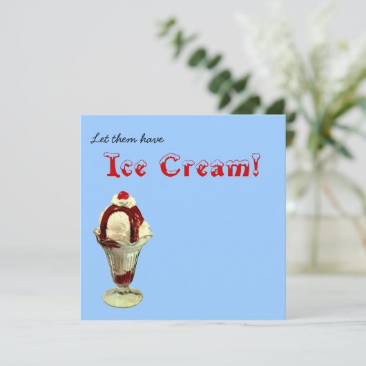 Laat ze ijs hebben.  Sundae Uitnodiging (Staand voorkant)