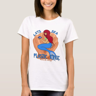 Laat zee plastic vrij! Blauwe zeemeervis T-shirt