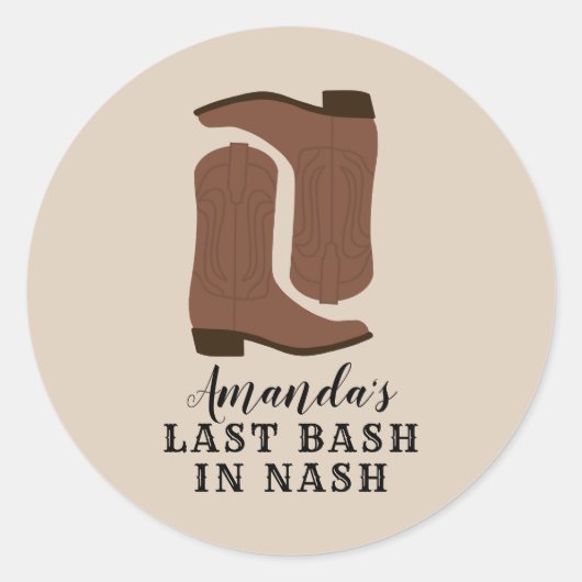 Laatste Bash in Nash Bachelorette Boots Ronde Sticker (Voorkant)