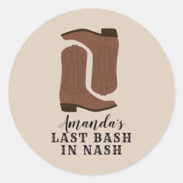 Laatste Bash in Nash Bachelorette Boots Ronde Sticker