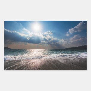 Laatste dag bij het strand rechthoekige sticker