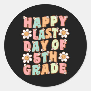 Laatste dag van 5e klas Schattige Groovy Fifth Gra Ronde Sticker