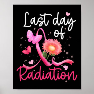 Laatste dag van bestraling Floral hart borstkanker Poster
