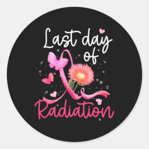 Laatste dag van bestraling Floral hart borstkanker Ronde Sticker