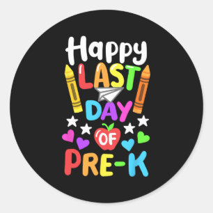 Laatste dag van de school Pre-K CL van 2024 peuter Ronde Sticker