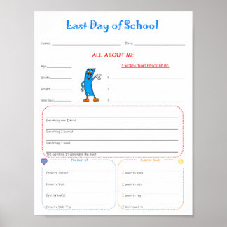 Laatste dag van het schoolinterview Printable Down Poster