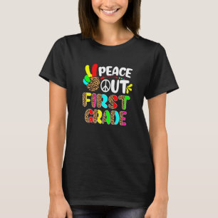 Laatste dag van school Luipaard Peace Out 1st Grad T-shirt
