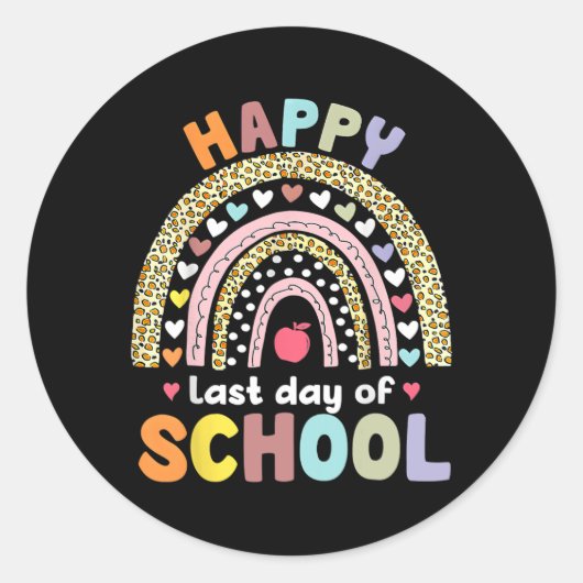 Laatste dag van schoolonderwijzend Afstuderen Rain Ronde Sticker (Voorkant)