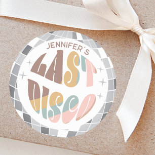 Laatste Disco 70s Retro Groovy Meidenavondfeest Ronde Sticker