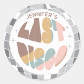 Laatste Disco 70s Retro Groovy vrijgezellenfeest Ronde Sticker (Voorkant)