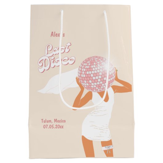 Laatste Disco Bachelorette Beige Medium Cadeauzakje (Achterkant)