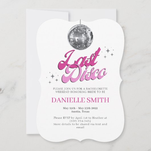 Laatste Disco Bachelorette Party thema Koe druk Kaart (Voorkant)