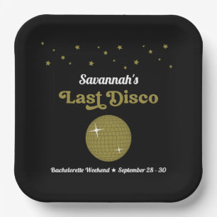Laatste Disco Bruid Hen Party Groovy Retro Papieren Bordje