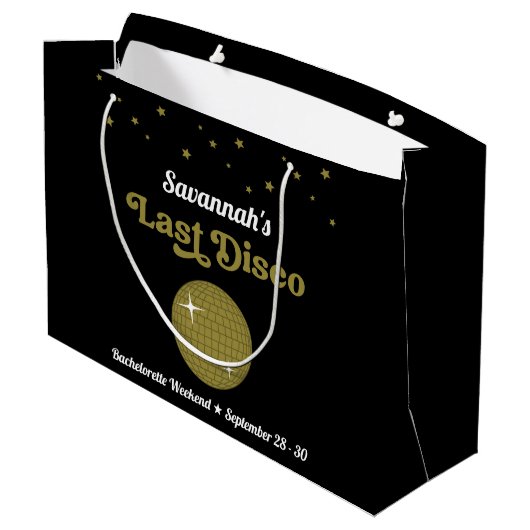 Laatste Disco Bruid Meisje Feestje Groovy Retro Groot Cadeauzakje (Achterkant Gekanteld)