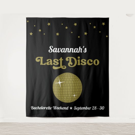 Laatste Disco Bruid Meisjesuitstap Groovy Retro Wandkleed (Voorkant)