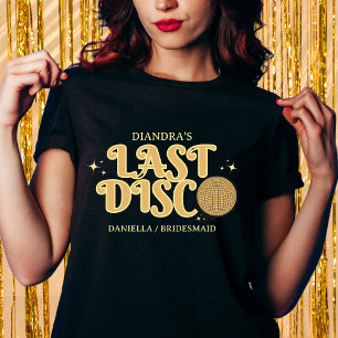 Laatste Disco Golden & Black Retro 70s Bachelorett T-shirt