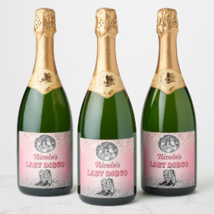 Laatste Disco Retro Bachelorette Custom Sparkling Wijnetiket