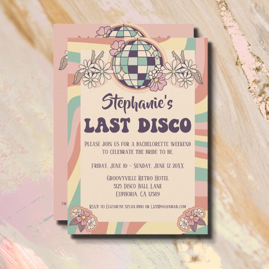 Laatste Disco Retro Bachelorette Uitnodiging