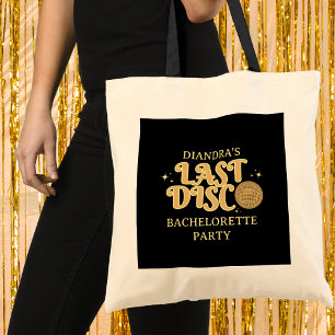 Laatste Disco Retro Black en Gold 70s Bachelorette Tote Bag