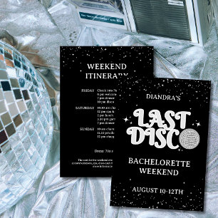 Laatste Disco Retro Silver 70s Bachelorette Weeken Kaart