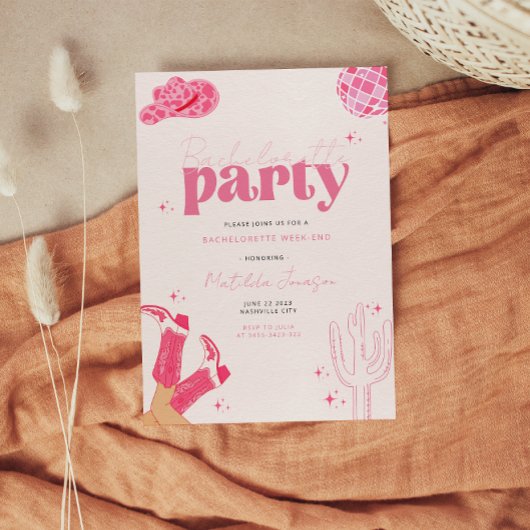 Laatste disco rodeo vrijgezellenfeest uitnodiging