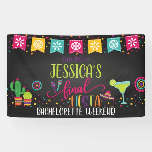 Laatste Fiesta Bachelorette Party Banner - Zwart (Horizontaal)