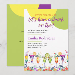 Laatste Fiesta Cocktails Bachelorette Bruiloftsfee Kaart