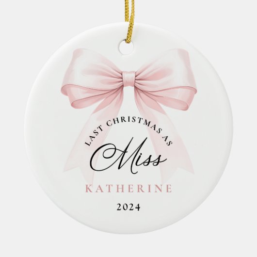 Laatste kerst als Miss Pink Bow Keramisch Ornament (Voorkant)