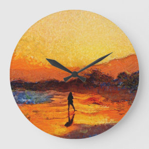 Laatste licht van de dag zonsondergang acrylwand k grote klok