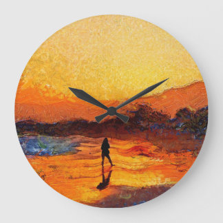 Laatste licht van de dag zonsondergang acrylwand k grote klok