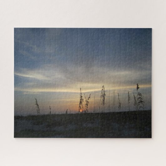 Laatste licht zonsondergang op het strand legpuzzel (Horizontaal)