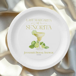 Laatste Margarita als een Señorita Vrijgezellenfee Papieren Bordje