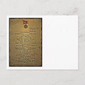 Laatste menu RMS Titanic (Voorkant)