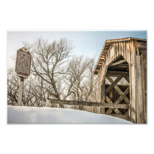 Laatste overdekte brug in Wisconsin Cedarburg, WI Foto Afdruk