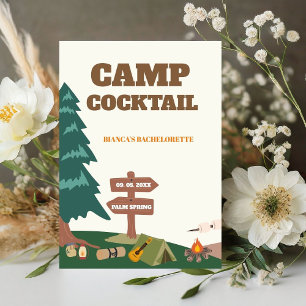 Laatste pad voor het sluier kamp cocktail teken reclamebord met voetstuk